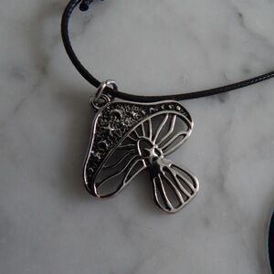 Silver-tone mushroom necklace